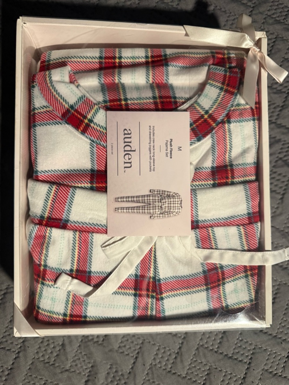 Auden Red, Green & White Plaid Plush Fleece Pajama Set